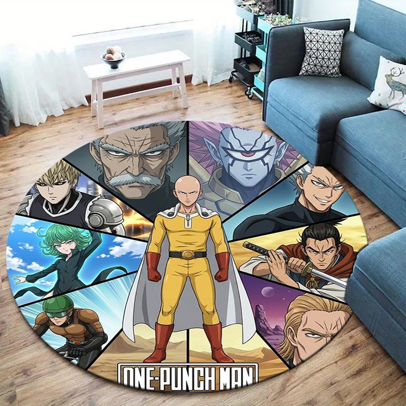 Onepunch Man Round Area Rug Carpet Rug For Living Room Bedroom Sofa Playroom Decor Nonslip Floor Mat