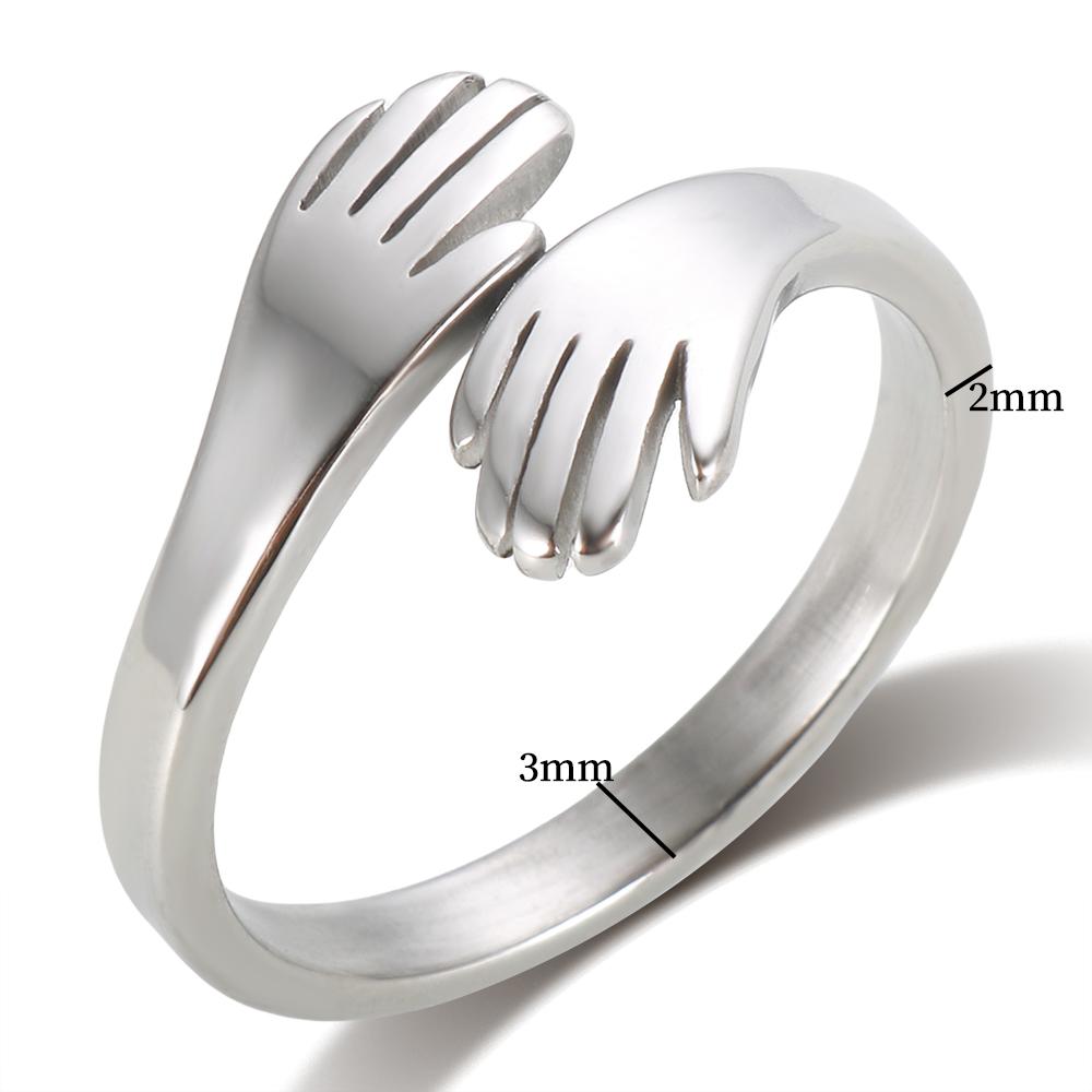 JOVO LOVE Vintage Love Hugging Hands Rings Stainless Steel CopperColor For Women Men Couple Finger Ring Lover Jewelry Gifts New
