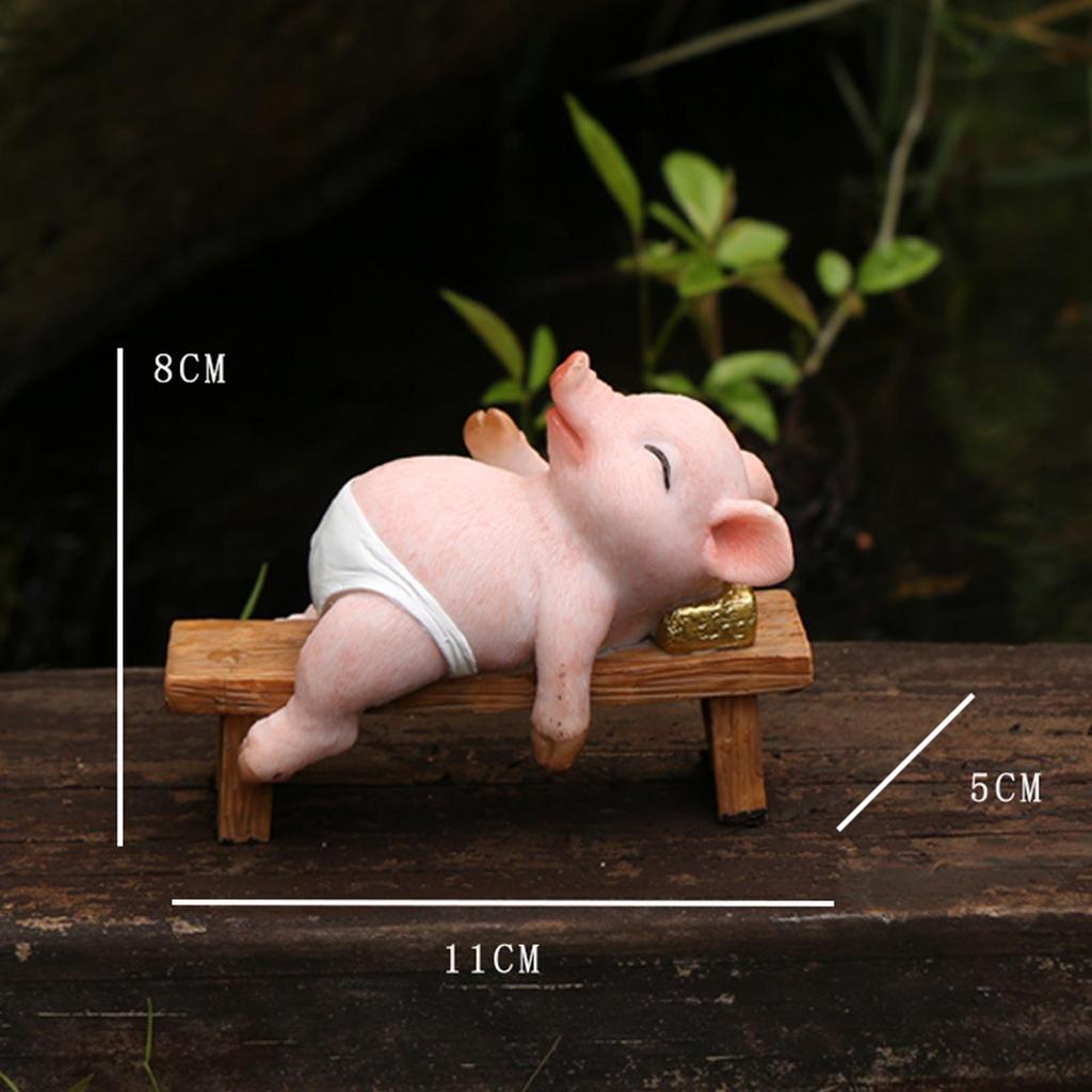 Resin Pig Figurine Pig Sculpture Pig Statue Creative Pig Crafts Home Outside