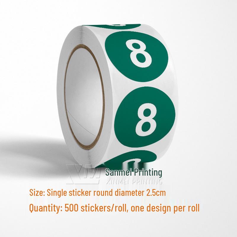 Adesivos Redondos Autoadesivos com Números 1-33 – Rolo de Etiquetas de Identificação Seriada Coloridas