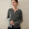 Fashionable Ribbed Cashmere Zipper Cardigan Sweater - Slimming Knit, Round Neck Wool Coat