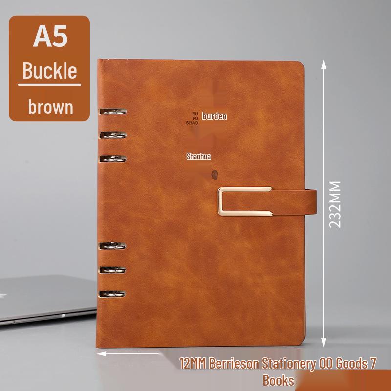 Thick Faux Leather Buckle A5 Notebook with Removable Pages & Custom Logo - Student Diary