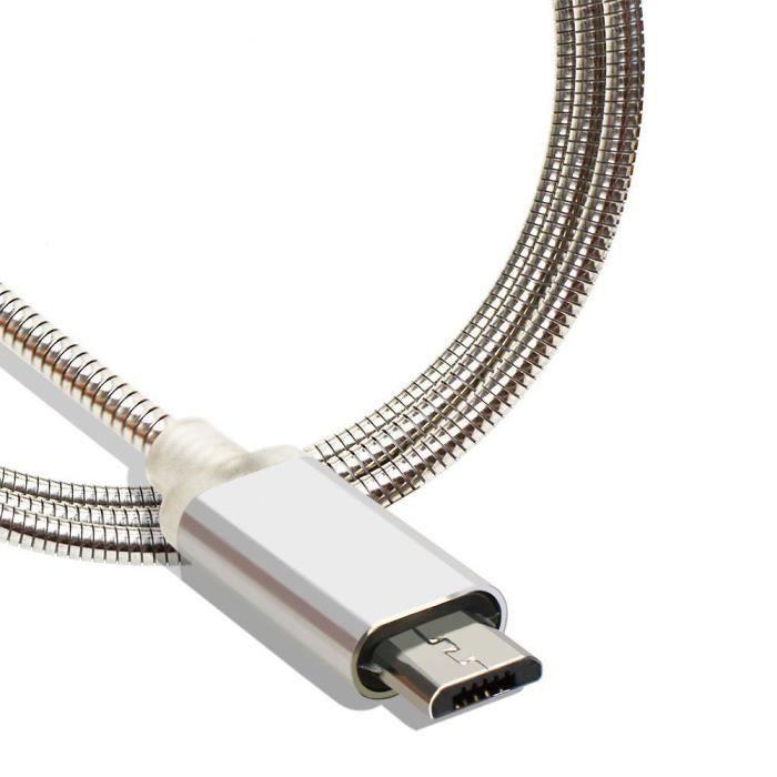 Micro USB Cable, 1M - Silver Metal