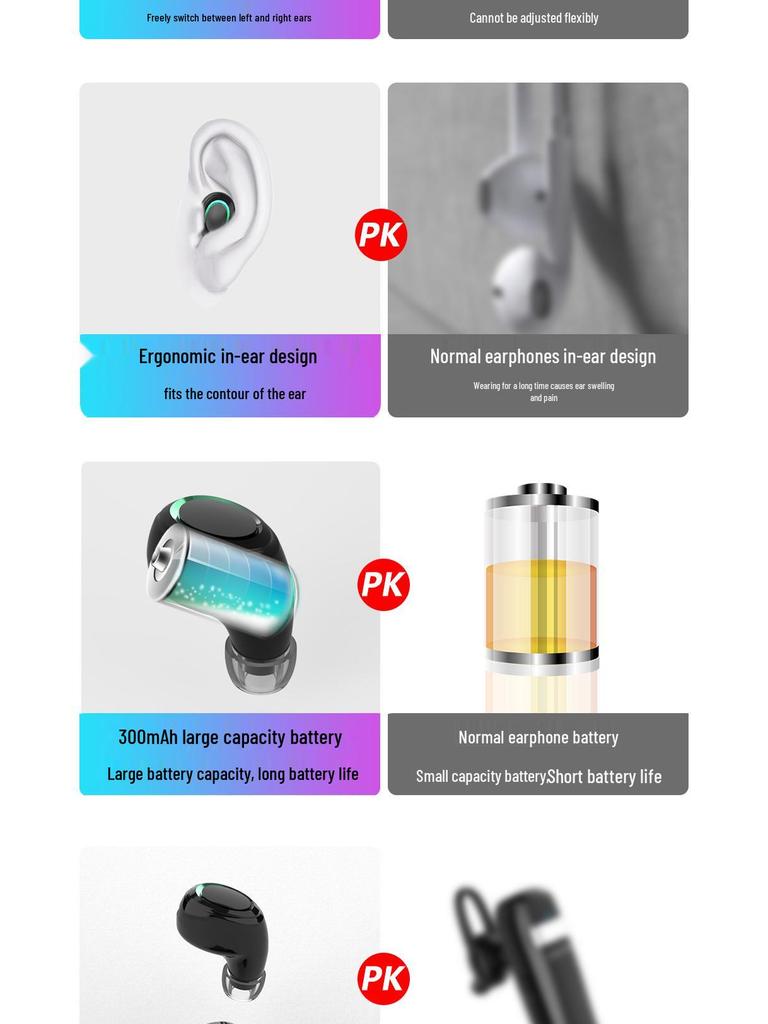 Wireless Bluetooth In-Ear Earbuds with Super Long Battery Life