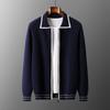 Autumn/Winter Zipper High-End Design Cardigan Sweater For Men, Simple And Versatile Trendy Color-Block Knit Jacket