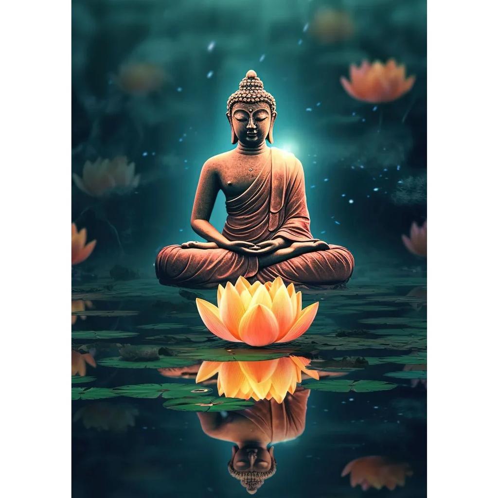 Zen Religion Meditation Buddhism Poster and Print Canvas Painting Wall Art Buddha In Nature Abstract Picture for Room Home Decor