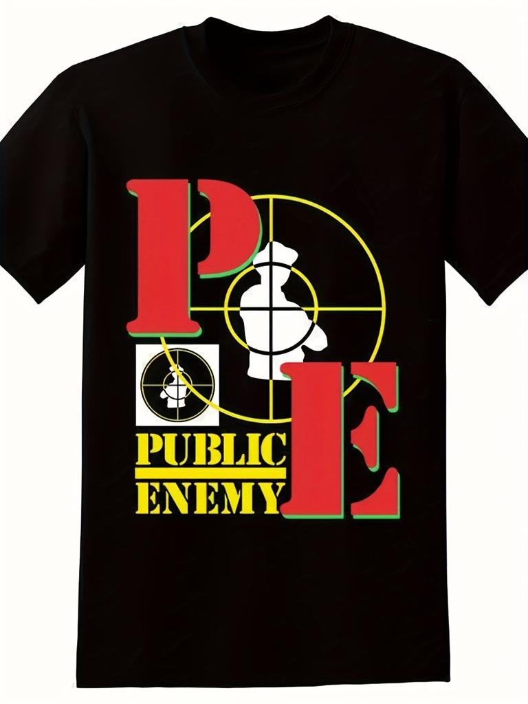 UnisexS Heavyweight TShirt Public Enemy Band Iconic Logo Pe Target Design In Red Green HipHop Concert Merch Music Fan Gift