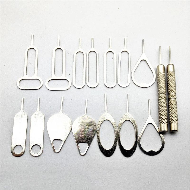16Pcs/Set Broche d'éjection de carte SIM Aiguille Universelle pour téléphone portable Extracteur en Acier Porte-clés pour iPhone Samsung
