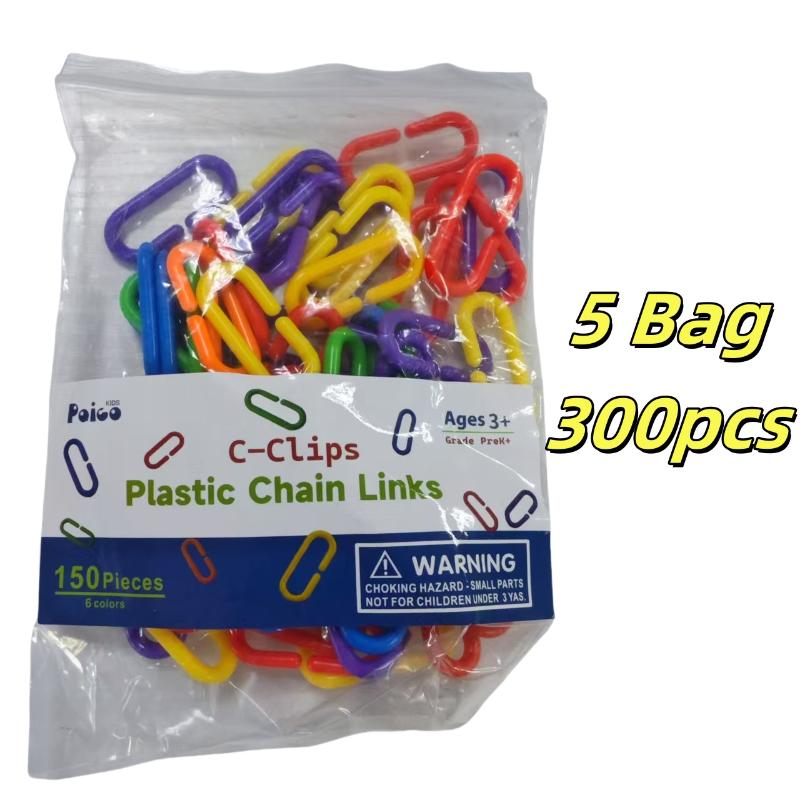 

60/180/300 шт. C-клипсы Крючки Цепь Пластиковые Игрушки для Попугая C-звенья Сахарный Посум Крыса Птица Игрушка Детали Аксессуары для Волнистого Попугайчика 5 Bag 300pcs