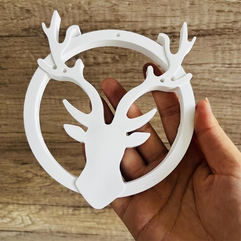 Silicone Mould for Circular Elk Pendant Making Handmade Christmas Themed Decoration Mould Holiday Wall Hangings Mould