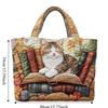 Cat Patterns Women Quilted Tote Bag 3D Printed Patterns Lightweight Travel Handbag Cotton Vintage Canvas Shoulder Bag Lady Girl