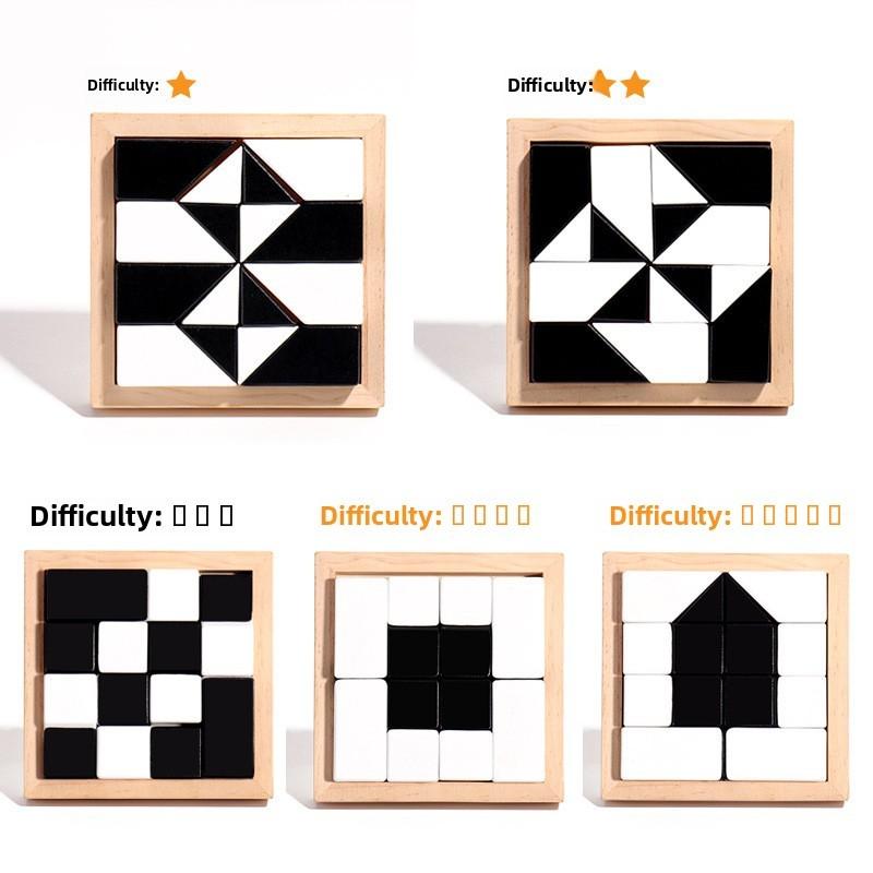 White Black Hidden Building Blocks Parent Child Interaction Spatial Toy Cognize