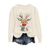 Women's Fashionable Casual Long-Sleeved Loose-Fit Christmas Print Round-Neck Pullover Sweatshirt