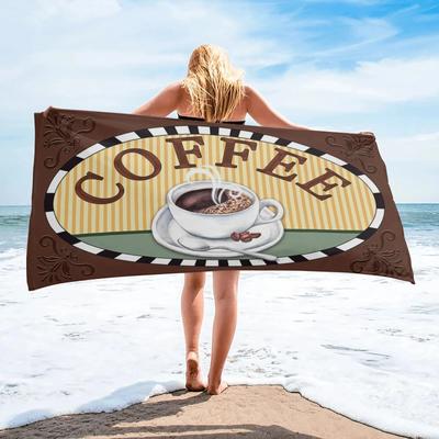 Delicious Coffee Print Comfort Beach Towel for Your Companion Friend Gifts, Microfiber Quick Dry Camping Swim Pool Bath Towels