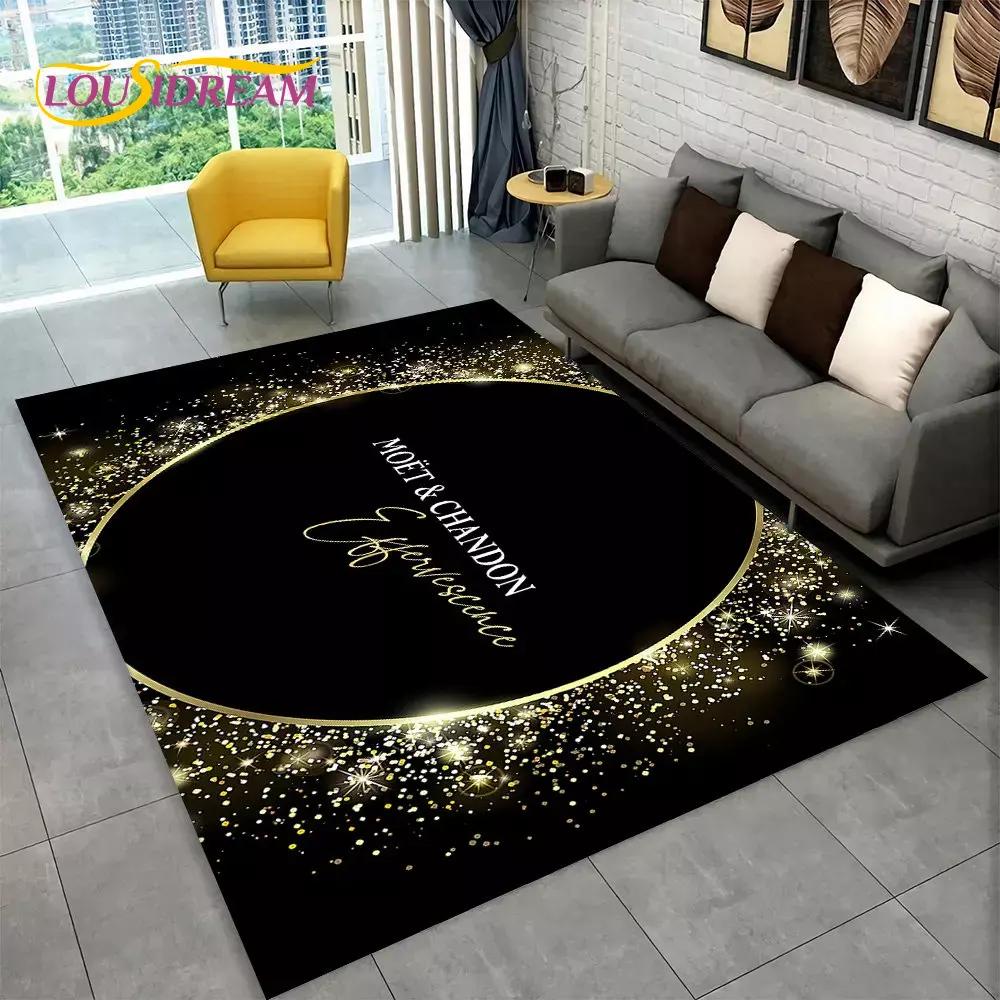 C-Champagne M-Moet & C-Chandon Teppich für Schlafzimmer Wohnzimmer Zuhause Sofa Dekoration, Kinderspiel Große Dekoration Bodenmatte Geschenk