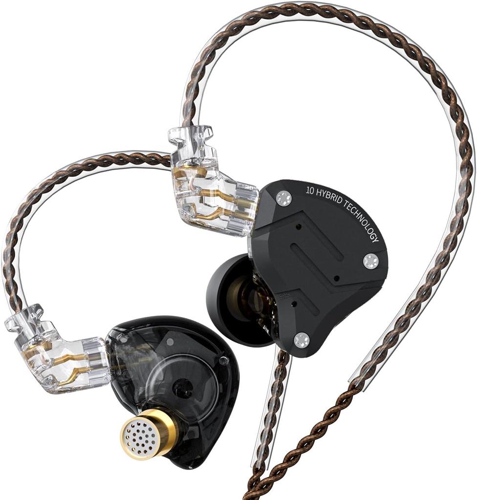 KZ ZS10 PRO Wired Earphones, 4BA+1DD In-Ear, High-End, Ear-Hook, Sound-Isolating, Aluminum Alloy and Resin Housing Design, Gaming Earphones, HIFI