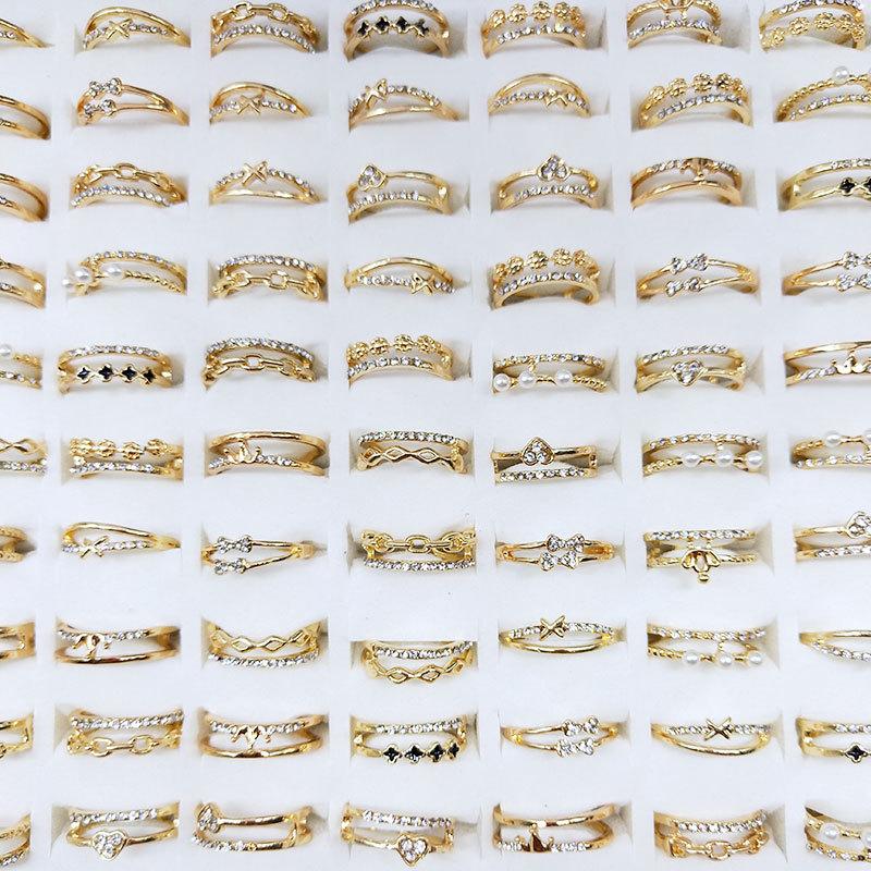 12-teiliger einfacher All-in-One-Blumen-Diamantring für Mädchen, Kristallring