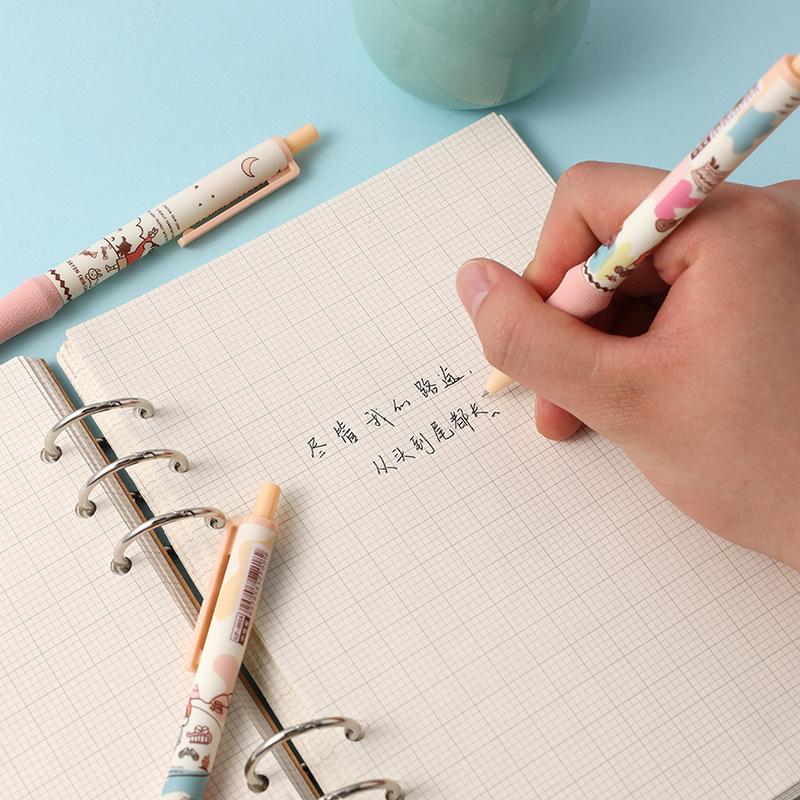 6Pcs Cartoon Crayon Shin-Chan Gel Pen Cute 0.5Mm Black Ink Quick-Drying Writing Smooth Pens Student Stationery Office Supplies