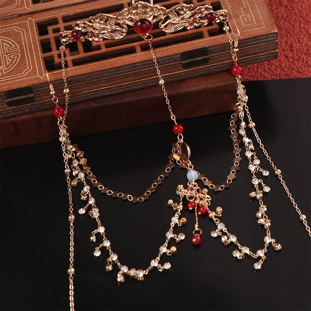 Crown Rhinestone Head Chain Tassel Wedding Headband Fairy Forehead Chain  Hanfu Hair Accessories