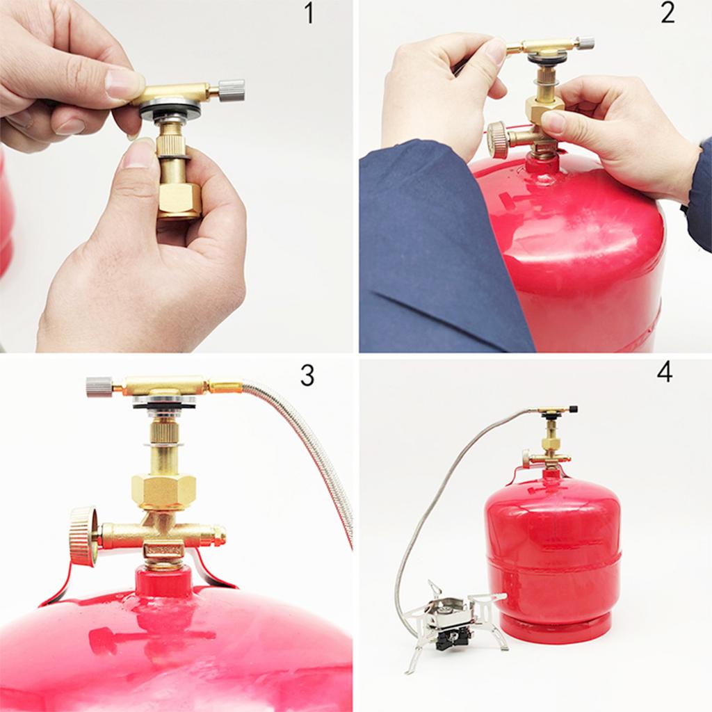 Camping Gas Stove Converter Copper Outdoor Stove Connector Tank Adapter Practical Gas Furnace Conversion Head Enduring