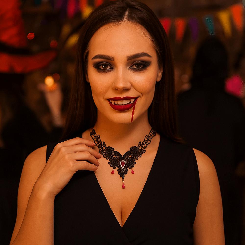 Pendant Lace Flower Necklace Tassel Halloween Clavicle Choker Cool Halloween Necklace  Party