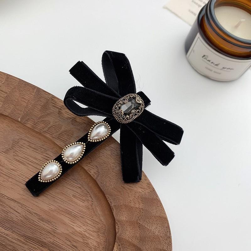 Diamond-encrusted Pearl Love Bow Hairpin Korean Hairpin Versatile Temperament Bangs Clip Ins Edge Clip Hair Accessories