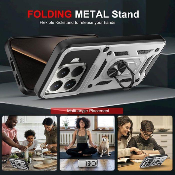 Coque de Protection - E.F.CONNECTION - pour Xiaomi 15T - avec Cache Caméra Anti-Rayures - Argenté - 2 Vitres