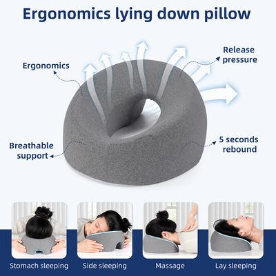Soft Face Down Pillow Ergonomics Lying Down Pillow Memory Foam Breathable Head Rest Support Spa Massage Table Chair Foam Pillow
