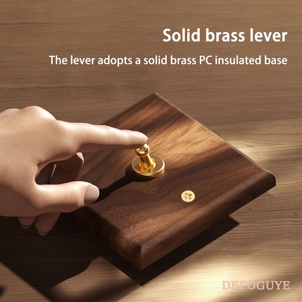 Black Retro Walnut Wall Toggle Switch Panel 1-4Gang 2Way Solid Wood Double EU/FR Socket Universal Usb C Electrical Power Outlet