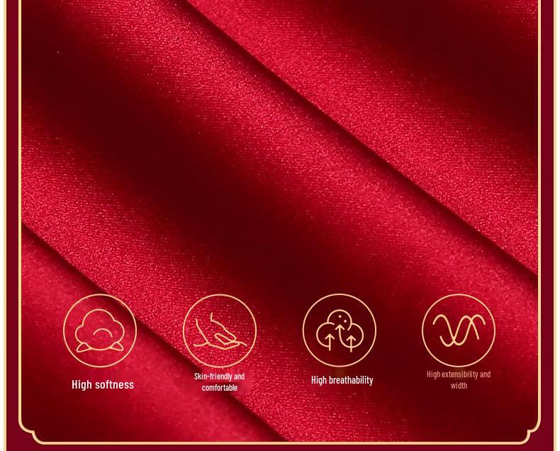 Year of the Ox Women's Red Pajamas with Built-in Bra - V-neck, Soft, Skin-Friendly, Sexy Loungewear - Perfect Gift for Best Friend