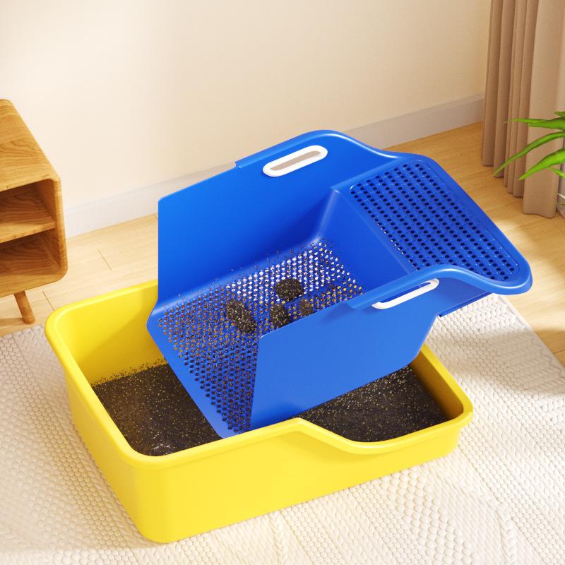 Litter Box Open And Easy To Clean Semi-Closed Extra Large Sloth Litter Box Spatter-Proof Pet Cat Potty