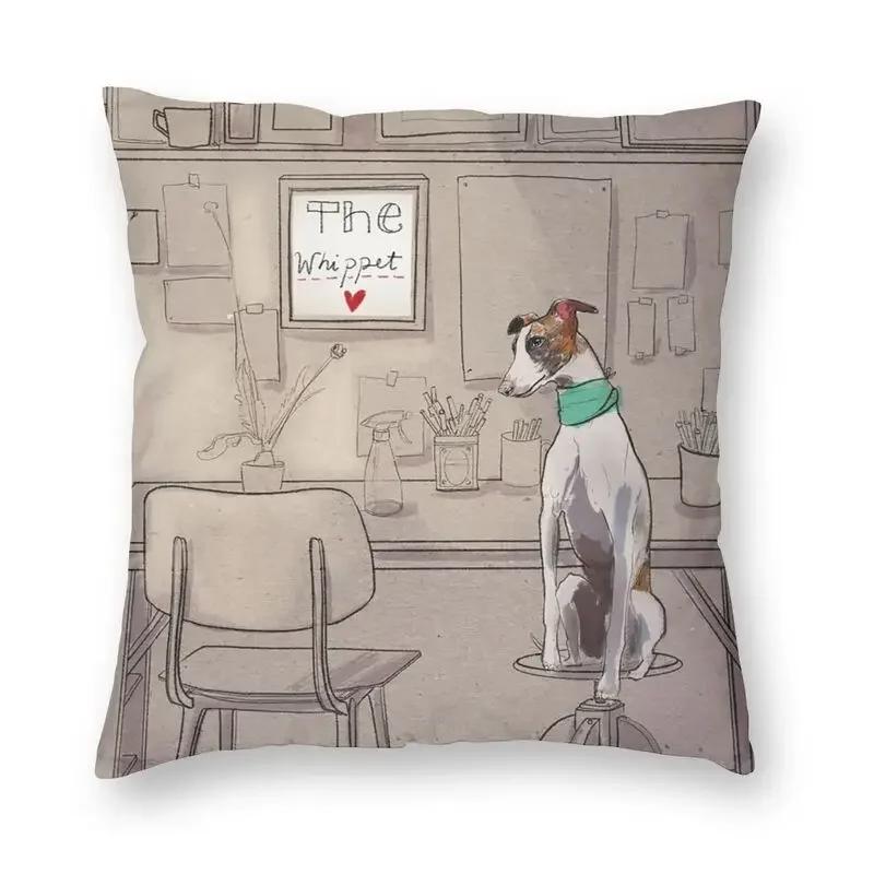 Whippet Sihthound Dog Cushion Cover 40x40cm Home Decor Printing Greyhound Christmas Tree Throw Pillow Case for Car Two Side