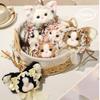 Bow Decor Cat Keychain Vintage Bag Charm Romantic Plush Doll  Key Decoration