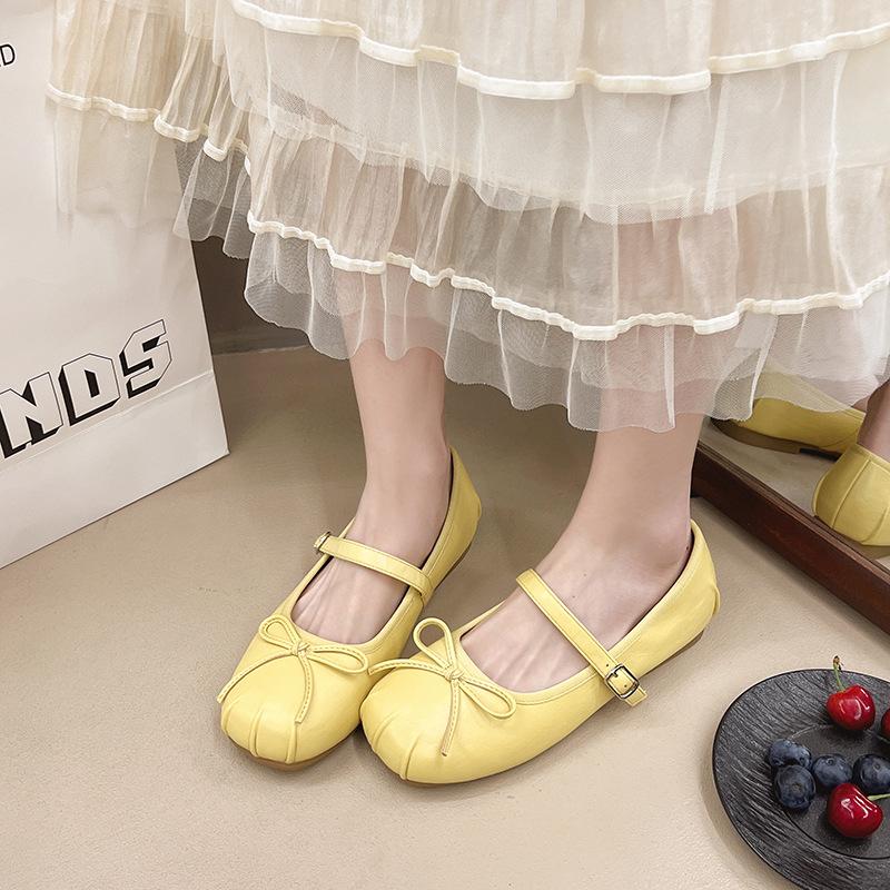 French small single shoes women's summer 2025 new bow light mouth gentle evening Mary Jane women's shoes
