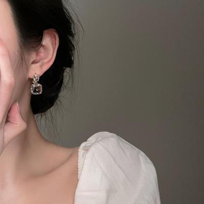 Sweet Geometric Drop Earrings Square Ear Clip Women Fashion Zircon Earrings  Party