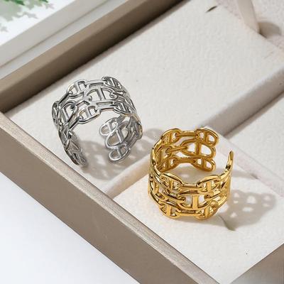 Exaggerated And Fashionable Women'S Open-End Ring, Adjustable And Colorfast, A Trendy Item In Hand Jewelry