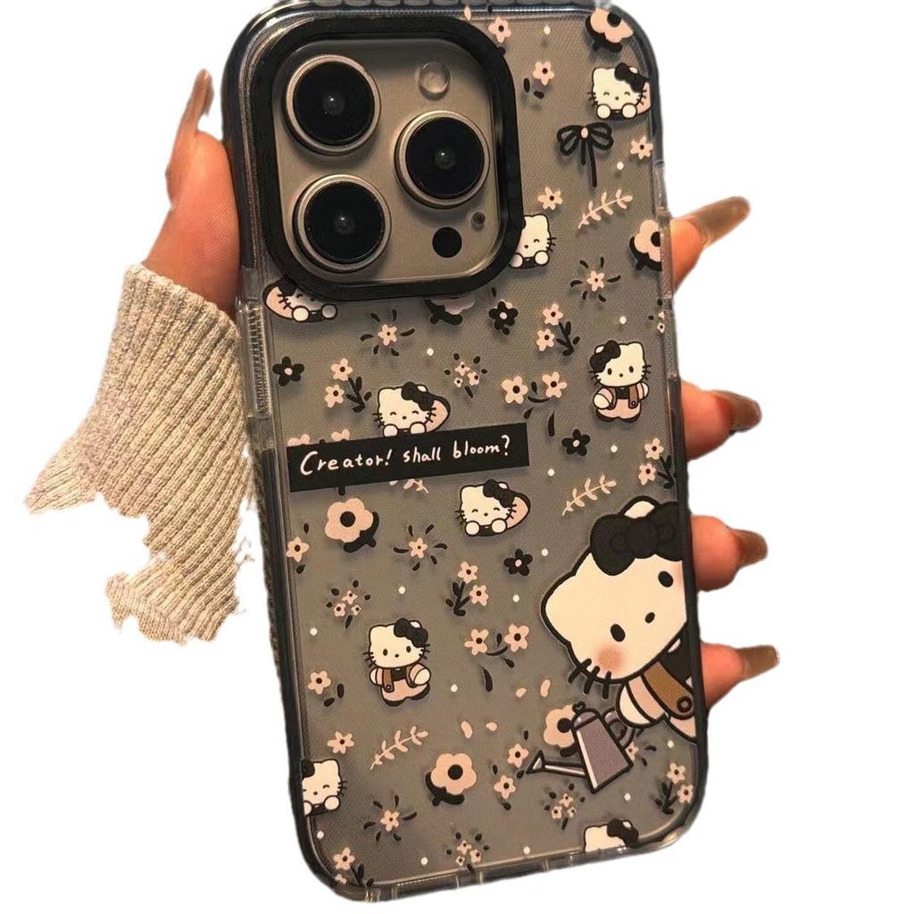 Watering Flowers Hello Kitty iPhone15 Mobile Phone Case for Apple 14Promax Soft Case 13 Cute 12 Anti-drop 11/7