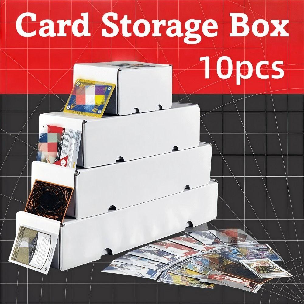 10PCS Large Capacity Trading Card Storage Box White Cardboard Sports Card Box Sturdy Portable Baseball Card Box