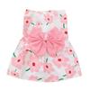 Spring Summer Pet Flower Print Skirt with Bowknot Decors Outdoor Walking Dogs Rabbit Universal Dress Lightweight
