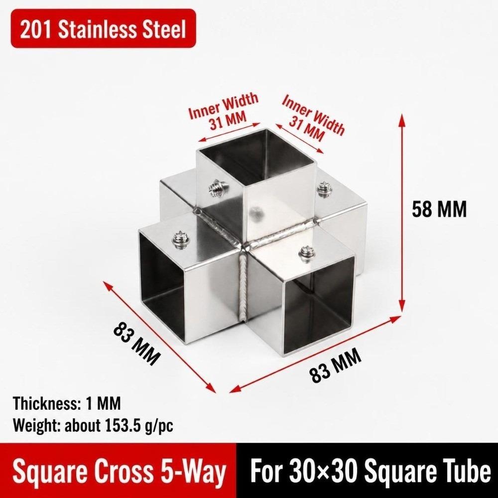 20mm 30mm Square Tube Connector Two/Three/Four/Five-Way Right Angle Tube Coupling Connector Heavy Duty Quick Connect