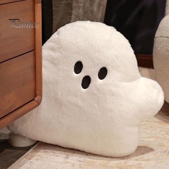 Ghost Pute Plysj Hvit Ghost Doll Søt myk flanell PP bomullsfylling Ghost Pendant Halloween Theme Sofa Ryggstøtte