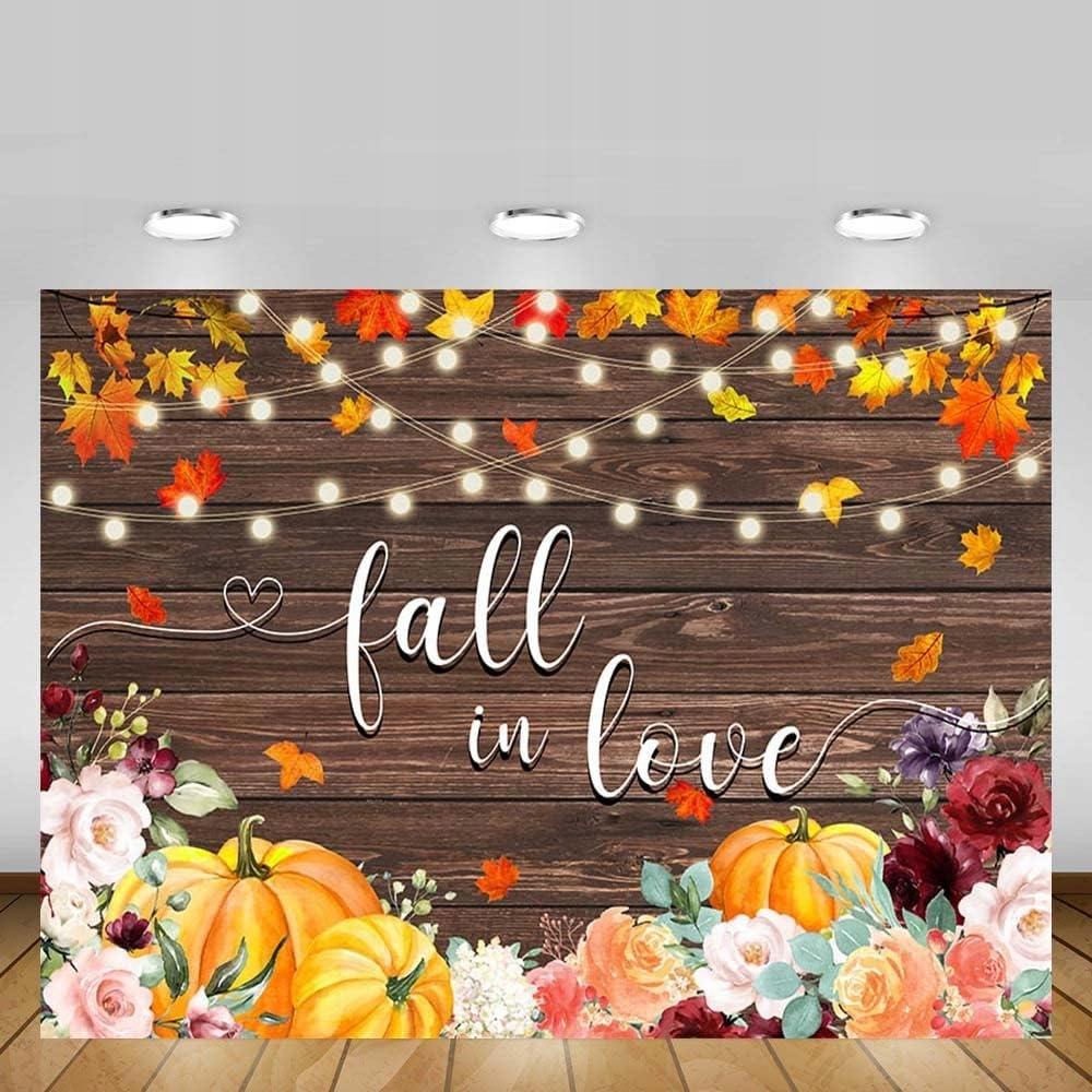 Mehofond Fall IN Love Photo Background 2.4x1.8 M Autumn, Pumpkins, Flowers