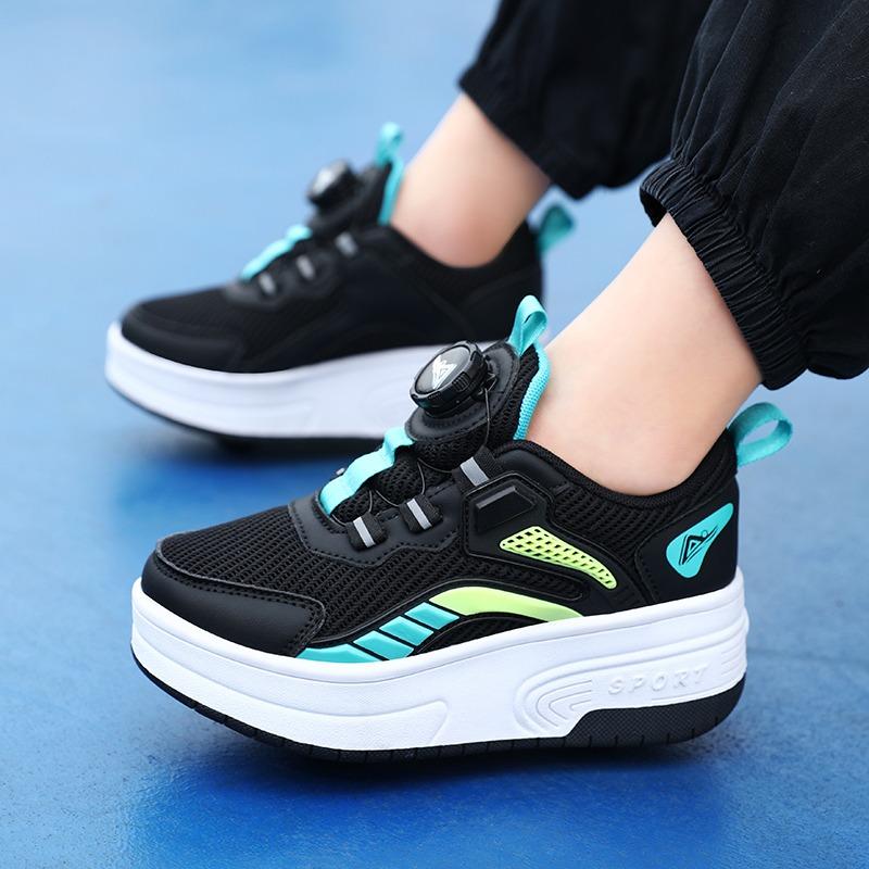 Boys /Youth Roller Skates Shoes Removable Flat Shoes Tow Wheels Girls Roller Skates Sneakers for Kids
