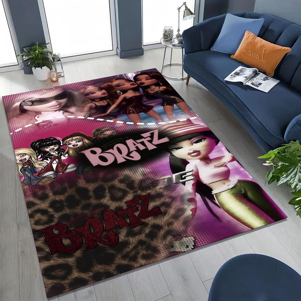 Fashion Girls Bratz Doll Cartoon Art Rug for Bedroom Living Room Sofa Home Doormat Decor,Large Kids Play Non-slip Floor Mat Gift