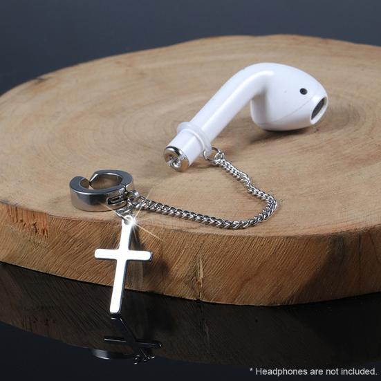 Stylová bezdrátová sluchátka Titanová ocel Ochranný řetízek Náušnice pro AirPods