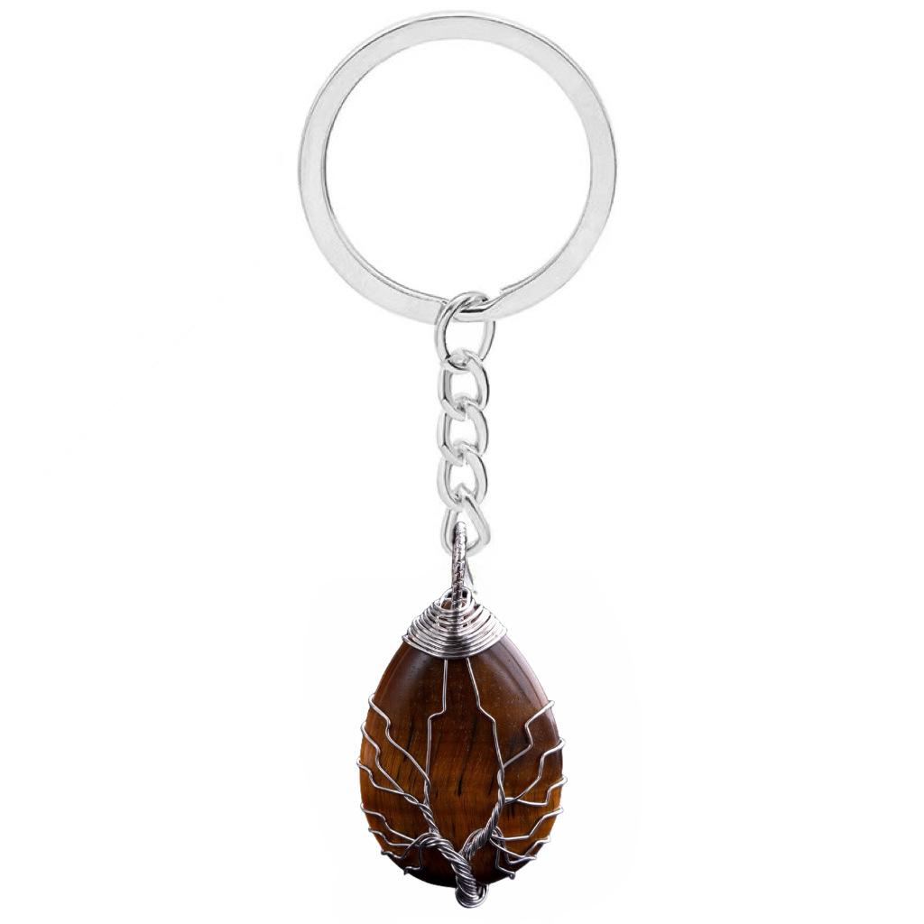 Waterdrop Life Tree Keychain Handmade Wire Wrapped Keychain Personalized Jewelry for Men Couple Family Keychain Pendant