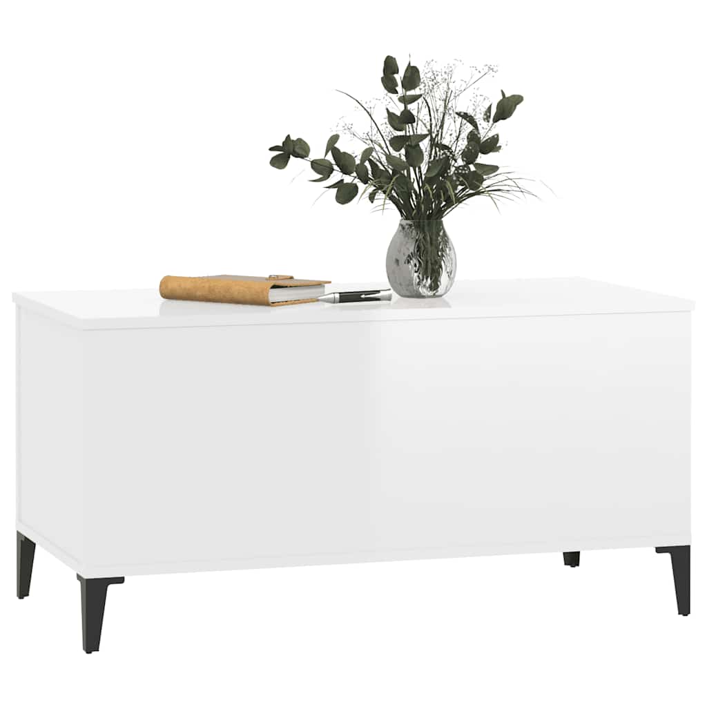 Glossy White Coffee Table 90 X 44.5 X 45 Cm Engineered Wood