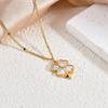 Elegant Four-Leaf Clover Titanium Steel Necklace with 18K Gold Plating, White Shell Pendant - Women's Versatile Jewelry