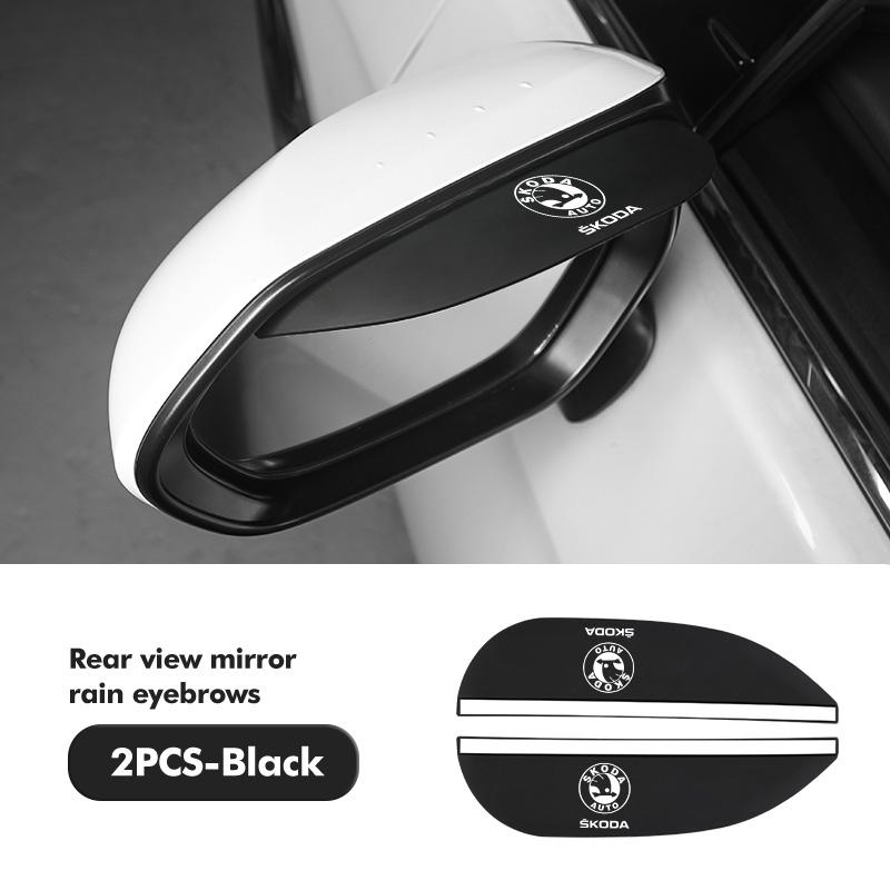 AAABQ1 For Skoda 2PCS Soft Rubber Rearview Mirror Rain Eyebrow Styling Accessories Fabia Kamiq Superb Scala Enyaq-iV MK3 VisionS Yeti