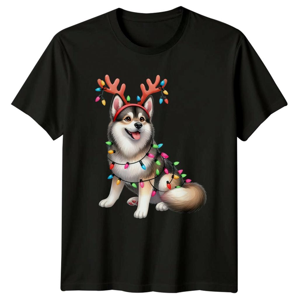 Dog Reindeer Christmas Lights Holidays Unisexs TShirt Unisexs Graphic Unisex Tee